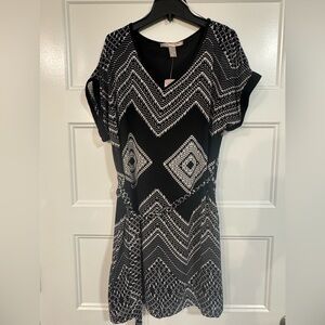 Love 21 Black and White Geometric Midi Dress